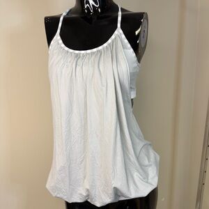 Lululemon Size 6 White / Light Grey Open Back Tank Top | Built-In Bra Racerback